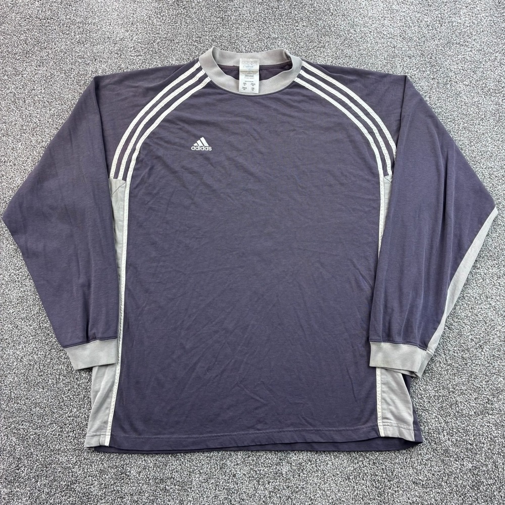 Vintage Adidas Shirt Mens XL Purple Cotton Long Sleeve 3 Stripe Raglan Tee